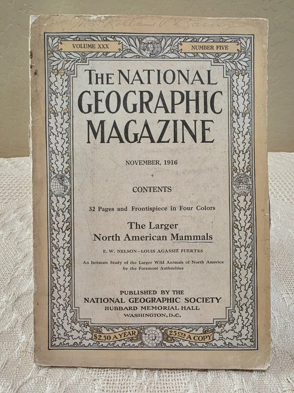 1916 National Geographic November Larger North American Mammals Vol 30 No 5